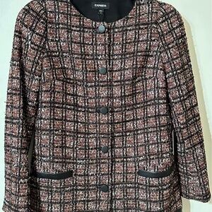 Express Tweed jacket with leather trim